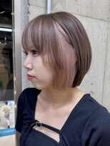 サンク 原宿 表参道(cinq)&nbsp;ハイトーンカラーミディアムレイヤーカットヘーゼルベージュボブ