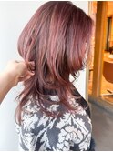 【morio原宿】ロングレイヤー　ピンクハイライト