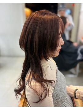 ブラウン(Brown) ハイレイヤーロングウルフ イメチェン/前髪/藤沢美容院