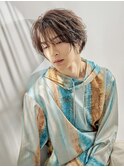 メンズ韓国風シースルーマッシュフェザーパーマニュアンスパーマ
