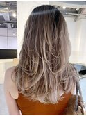 海外風レイヤー_チェリーブラウンフェミニンロング_ba407111