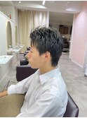マッシュパーマメンズライクミルクティーアッシュハイトーン