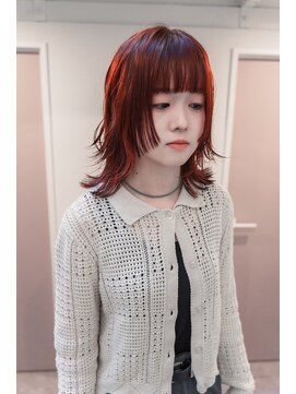 キオン(kyon) 【kyon】レッドカラー×ぷつっと顔周りウルフ