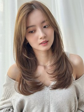 バイオレット 表参道店(Violet) ブリーチなしベージュ内巻きシースルーロングレイヤーカット