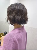 20代30代40代ボブパーマ+ブラウンショートボブマロンベージュ