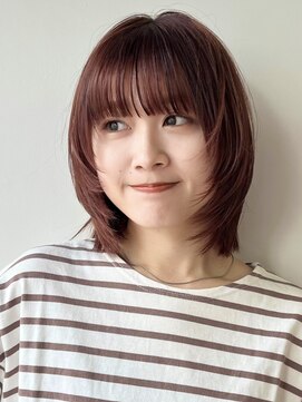 ガーデン 銀座(GARDEN) 顔まわりレイヤーボブ/ボブルフ/チェリーレッド/暖色カラー/銀座