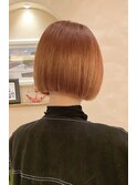 ★秋のオレンジカラー/ミニボブ/切りっぱなしボブ/ブリーチ/銀座
