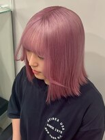 Beleza 川越 -ブリーチ・ハイトーン・ダブルカラー・エクステ・羽エクステ- 17850髪質改善ダスティピンク顔周りカットコーラルピンクボブ