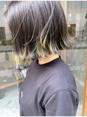 外ハネ+裾カラーイエロー