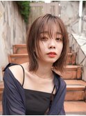 ミディアムレイヤーカットボブウルフ/10代20代/インナーカラー