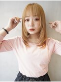 顔まわりレイヤーカット/くびれヘア/透明感ベージュ/渋谷