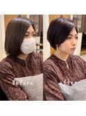 前髪なし/ショート/白髪ぼかし