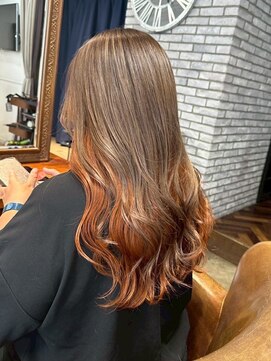 ルミ 上大岡店(Lumi) アプリコットオレンジインナーカラー/透明艶カラー/韓国