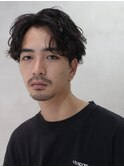 原宿シャドウパーマ大人メンズカットセンターパート30代