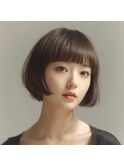 切りっぱなしボブ/明るい白髪染め/髪質改善【大宮】