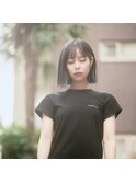 大人可愛いワンレンボブ/白髪ぼかし脱白髪染めニュアンスカラー