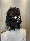 ヘアセット 上品編み込みハーフアップ お呼ばれ