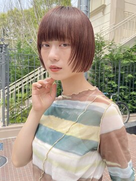 ルル 表参道(lulu.) ミニボブ レイヤーボブ オレンジカラー 暖色 フルバング【Riku】