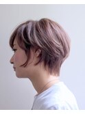 ベージュカラー#ダブルカラー＃前下がりショート＃ケアブリーチ