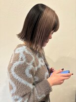 ソレイユトウキョウシブヤ(SOLEIL TOKYO shibuya)&nbsp;ボブ外ハネ切りっぱなしぱっつんボブブリーチ個性派デザイン