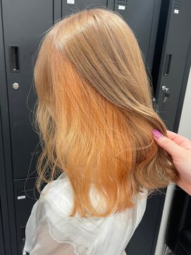 ベレーザ 渋谷神南(Beleza) 4372韓国ブリーチ＆インナーカラーアプリコットオレンジベージュ