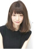 内巻きミディアム/マロンベージュ/ワンカール/ロブ/長めボブ3
