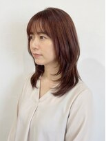 レセ 南柏店(Laissez)&nbsp;顔まわりレイヤー/ミディアムウルフ/ピンクブラウン【レセ南柏】