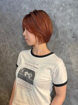 ザ シーワークス ときわ台店(THE Cworks)&nbsp;レイヤーボブ/切りっぱなしボブ/オレンジ/インナーハイライト