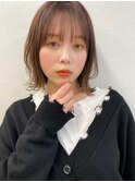 顔周りレイヤーカット小顔ボブルフ/ブリーチなし透明感カラー