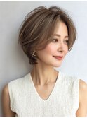 白髪ぼかし脱白髪染め似合わせショートボブ40代50代60代