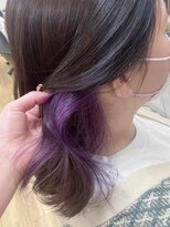モーラ 鳳店(MOLLA) インナーカラー イヤリングカラー パープル セミロング 紫 小顔