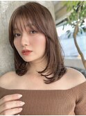 ワンカール/レイヤーロング/顔周り/くびれレイヤー/グレージュ