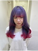 ◇ラベンダーブルー×エンドカラービビッドレッド◇