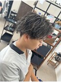 メンズツイストスパイラルパーマ、ハイライトカラー
