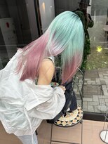 ヌエン 渋谷(NU/EN)&nbsp;夏のトレンドミントグリーンとうすピンクのグラデーションカラー