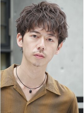 テン 心斎橋(tenn.) 心斎橋シャドウパーマメンズマッシュウルフカット波巻きパーマ