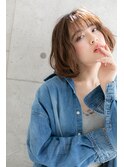 Aラインで小顔＊くせ毛風カーリー透け感グラボブa