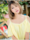 前下がりミディアム外国人風暖色系カラーc5戸田公園20代30代40代