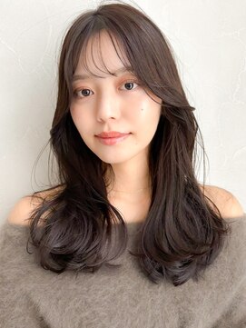 アグノス 青山(Agnos) 黒髪シースルーバングココアベージュ薄めバングクラゲヘアー