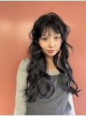 切りっぱなし/黒髪ロング/前髪ぱっつん