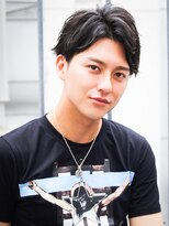 七三オールバック　ツイストパーマ　ビジネス　かき上げヘア