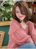 アシンメトリーかき上げくせ毛風ミディc5川口20代30代40代
