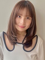 顔まわりレイヤー/ブラウン/こなれミディ/イメチェン/姫カット