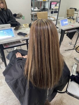 アジールヘア 所沢プロペ通り店(agir hair) ハイライトミルクティーベージュ小顔ワンレンケアブリーチ所沢