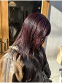 カシスカラーワインレッド暖色カラーボルドーダブルカラー髪色