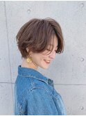 大人可愛い20代30代40代黒髪前下がりショートボブ丸みショート◎