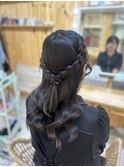 編み込みハーフアップ