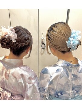 スタイル 横浜(STYLE) 浴衣アレンジ編み込みシニヨン／浴衣ペアセット/着付け/アレンジ