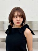 韓国くびれレイヤーボブ大人かわいいブラウンヘア20代30代