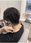 ニュアンスパーマ×グリーンインナーカラー